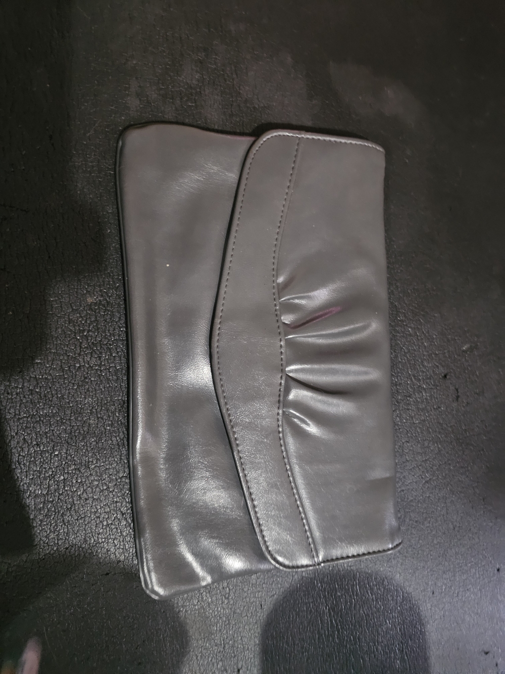 Sleek Gray Leather Clutch